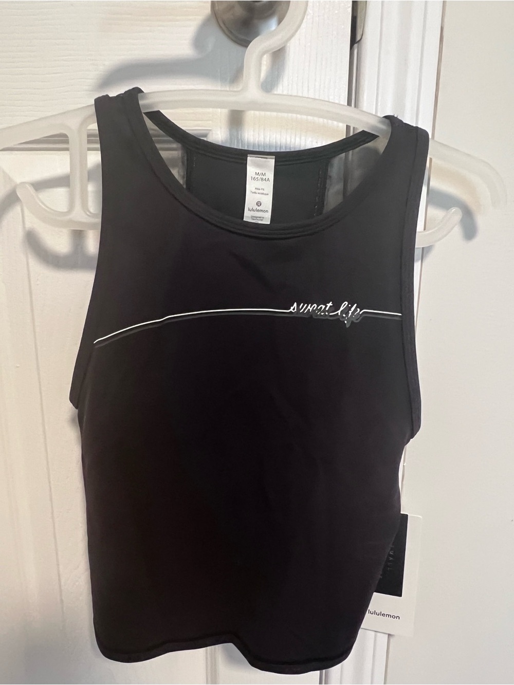 lululemon athletica Black Cropped Athletic Tank,SZ M,new with tag